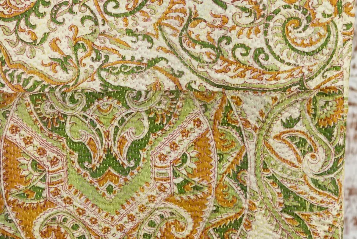 Olive Silk Kantha Throw - de-cor - Green