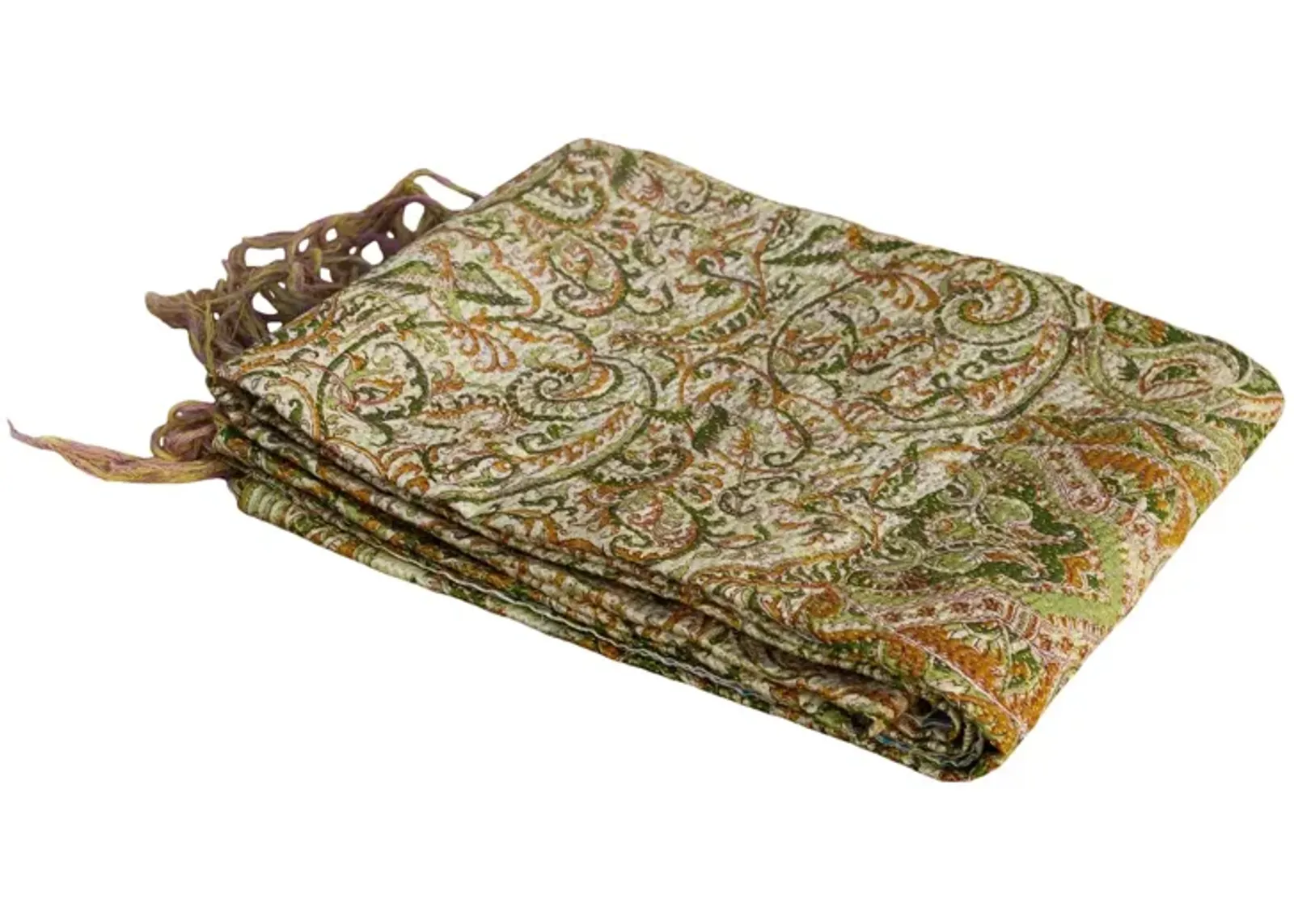 Olive Silk Kantha Throw - de-cor - Green