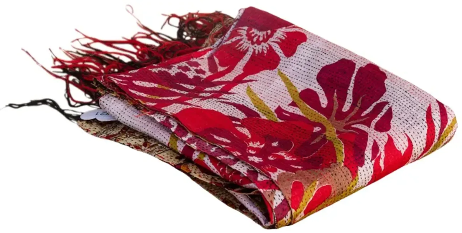 Tribal Silk Kantha Throw - de-cor - Red