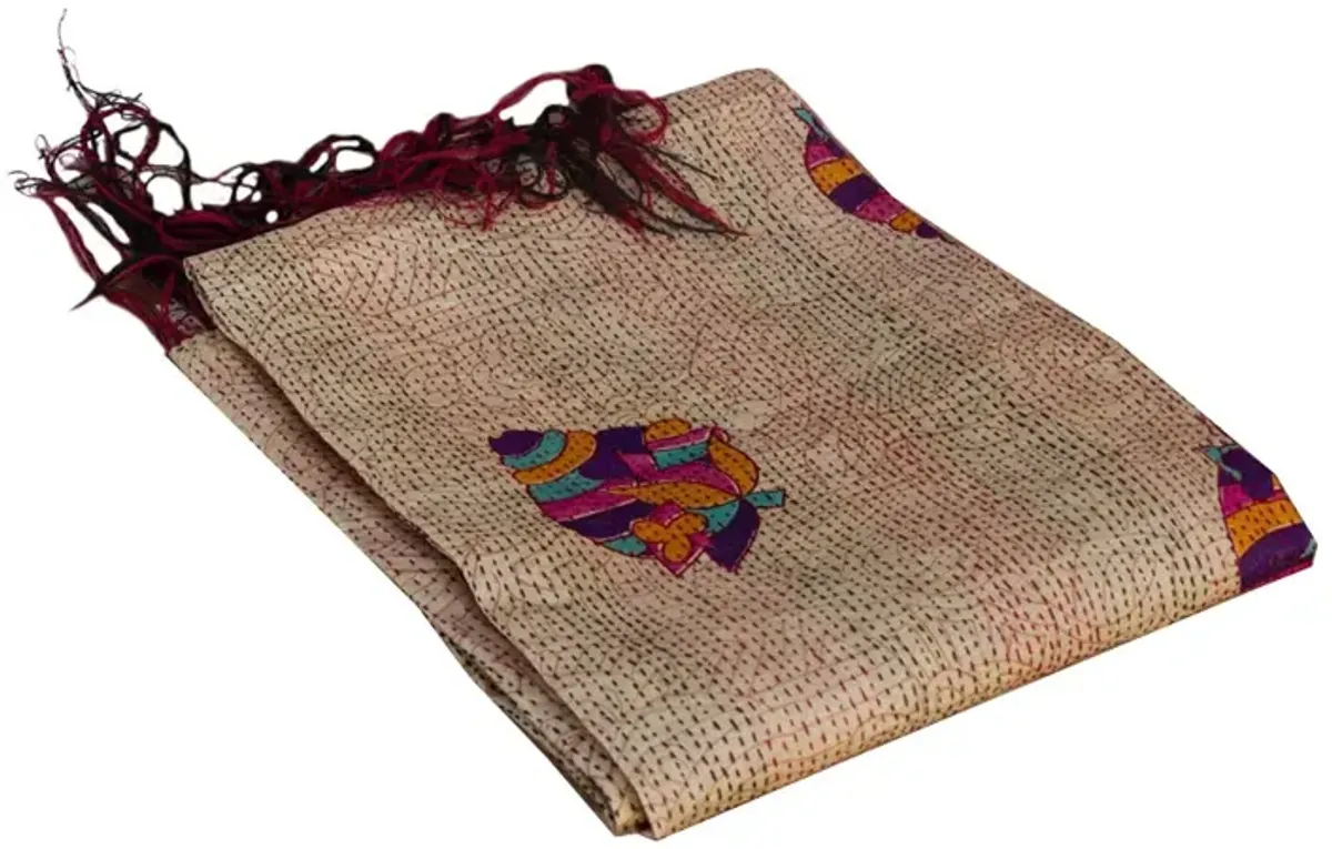 Beautiful Silk Kantha Throw - de-cor - Beige