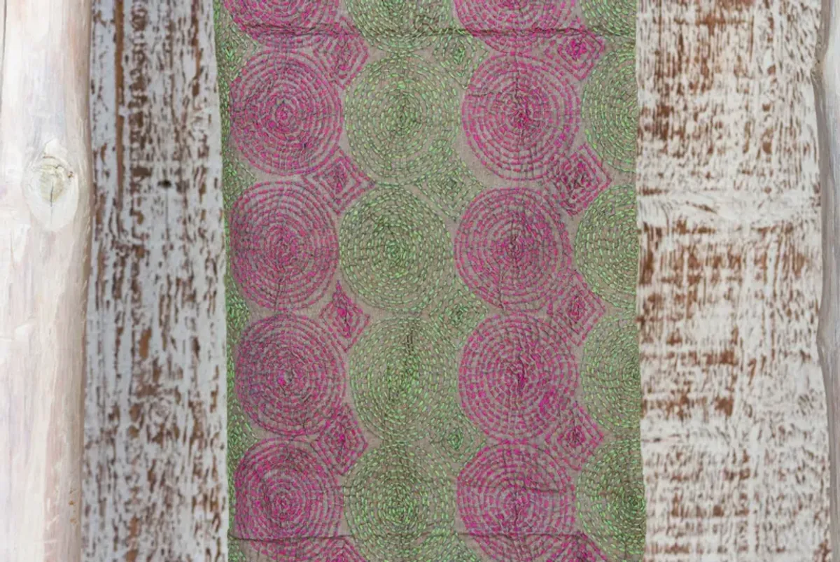 Aru Silk Kantha Throw - de-cor - Green