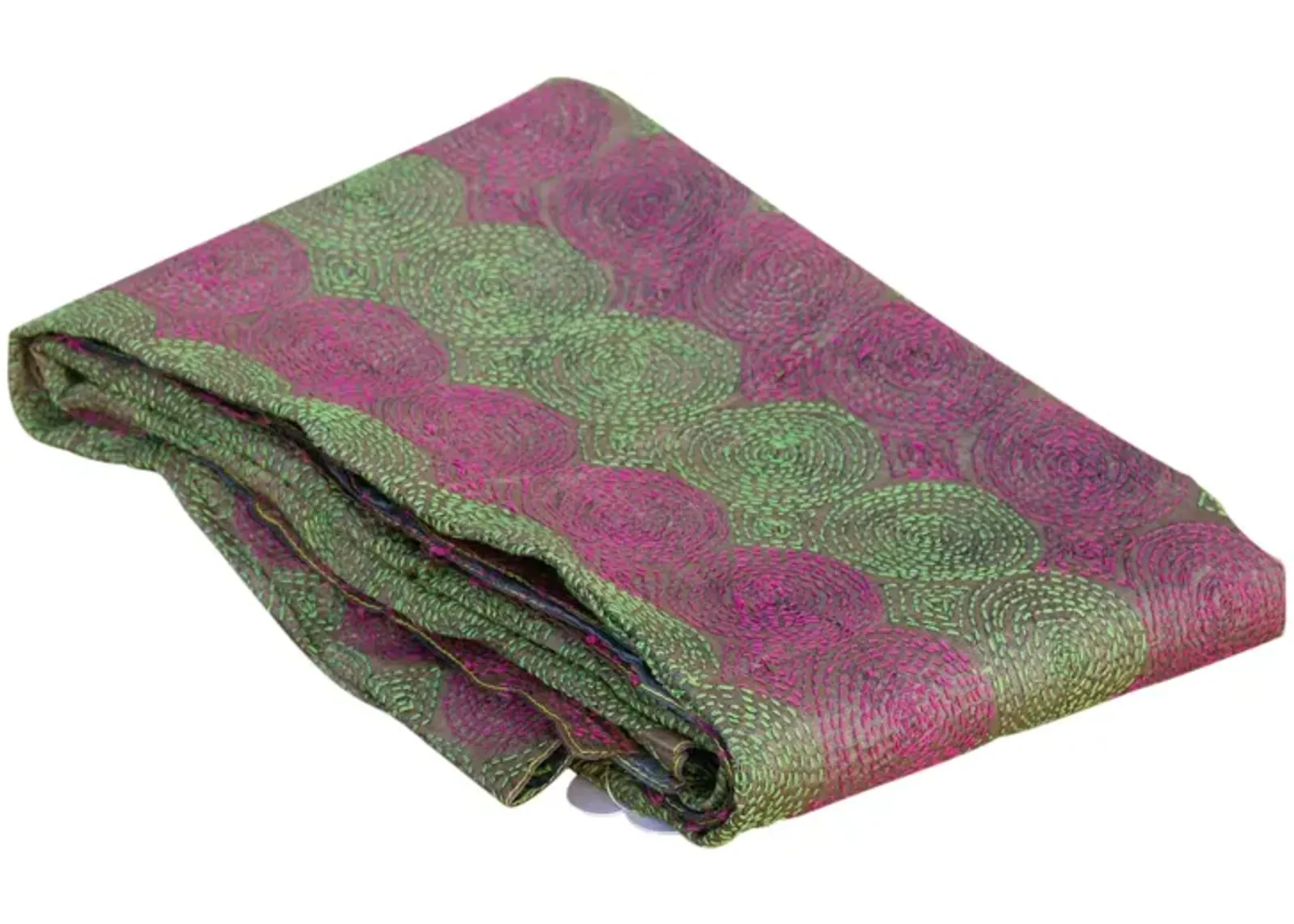 Aru Silk Kantha Throw - de-cor - Green