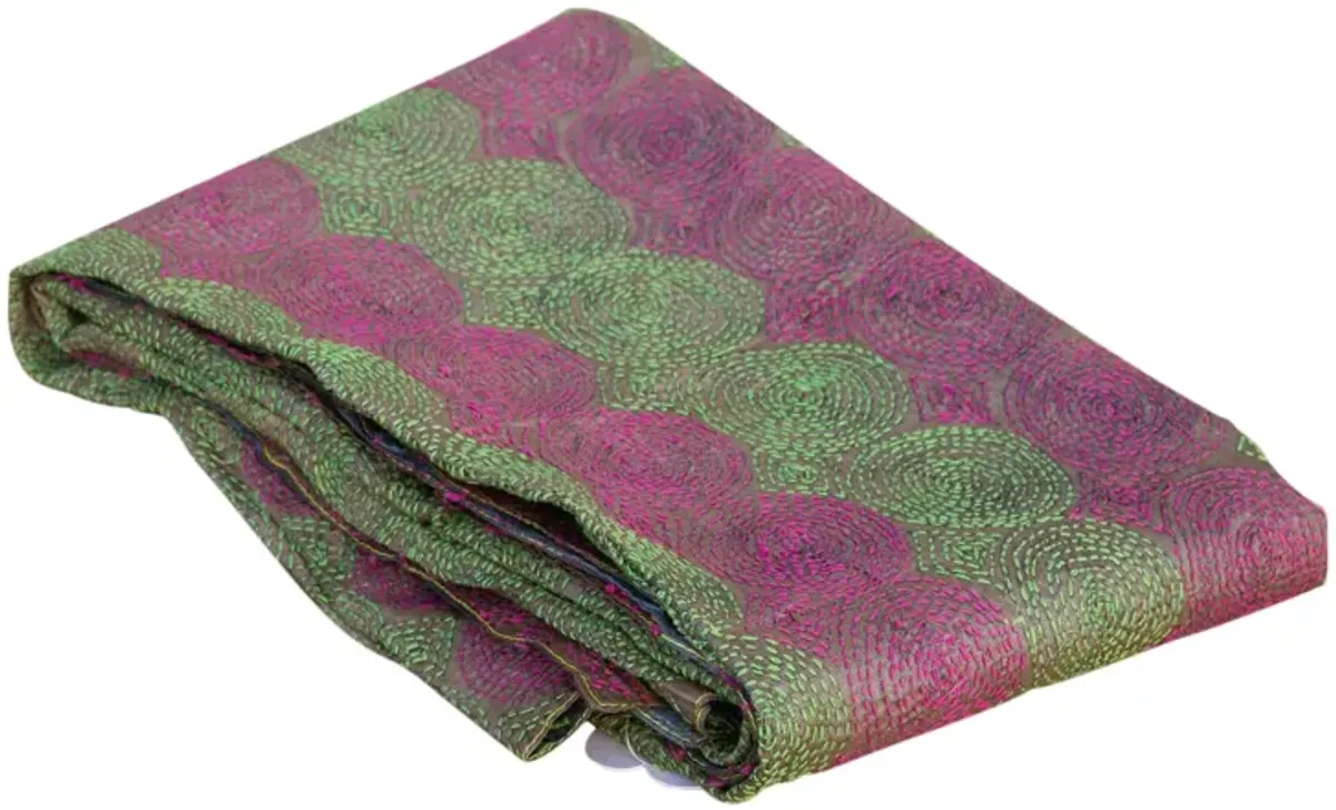 Aru Silk Kantha Throw - de-cor - Green