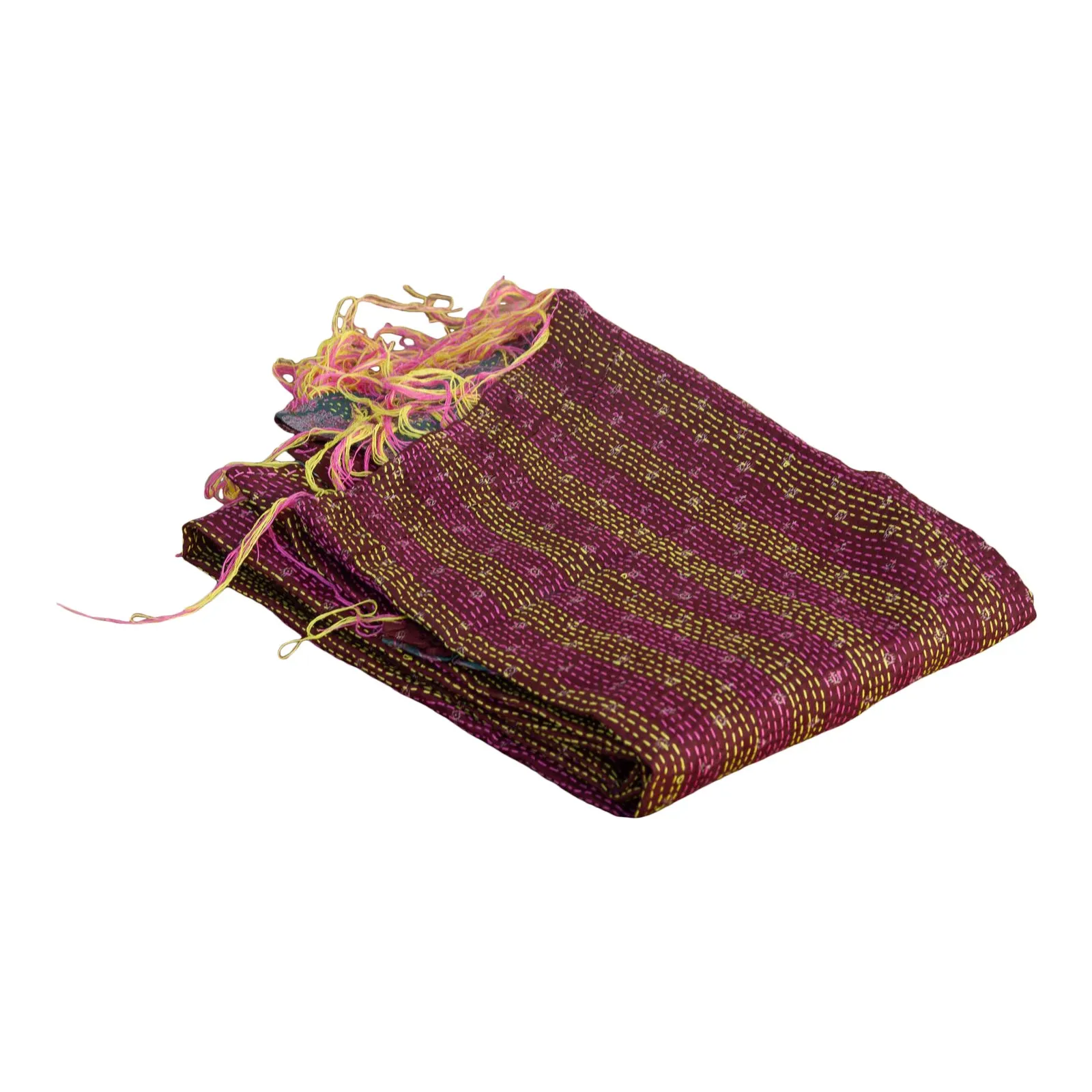 Maroon and Teal Silk Kantha Throw - de-cor - Pink