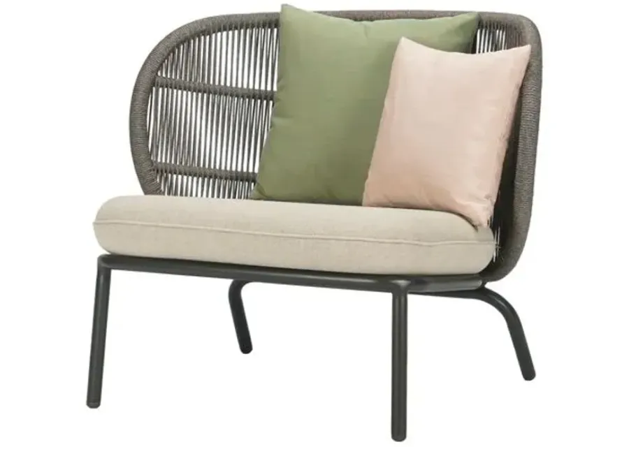 Kodo Outdoor Lounge Chair - Gray/Almond with Olive/Blush Pillows - Vincent Sheppard