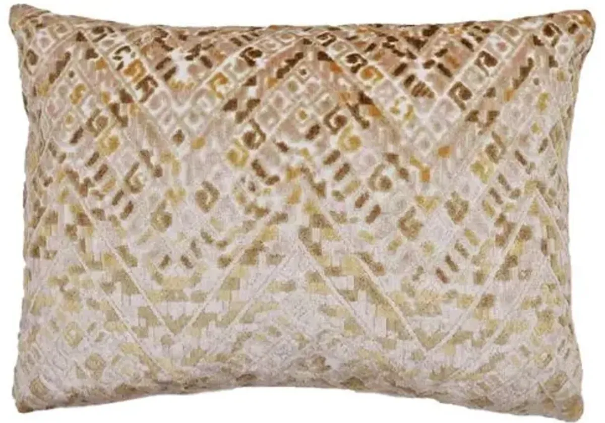 Tate 14x20 Velvet Lumbar Pillow - Pink/Gold - The Piper Collection