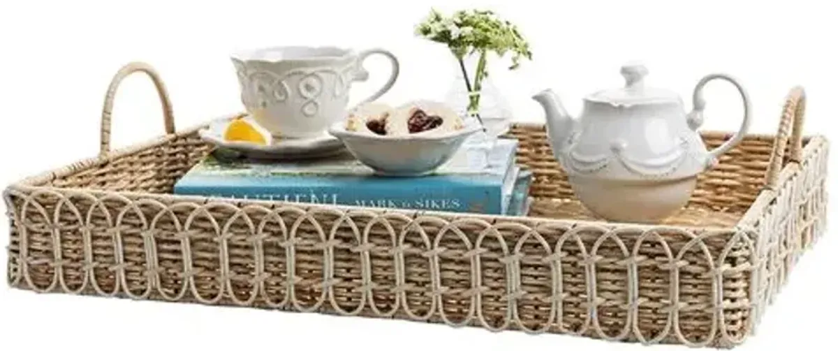 Provence Rattan Rectangular Tray - White - Juliska