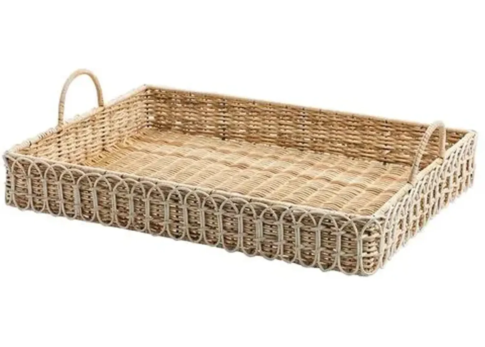 Provence Rattan Rectangular Tray - White - Juliska