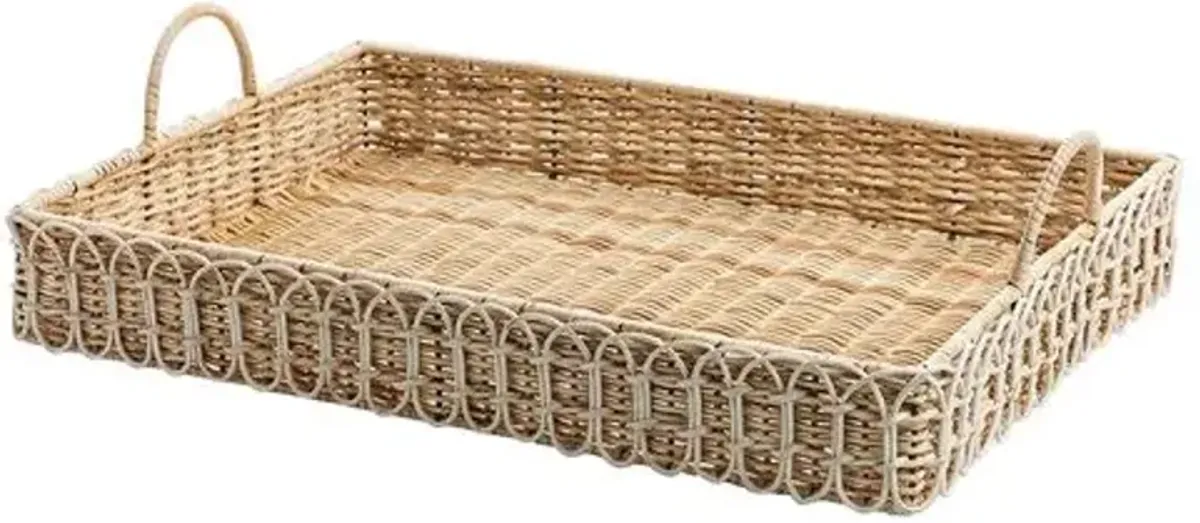 Provence Rattan Rectangular Tray - White - Juliska