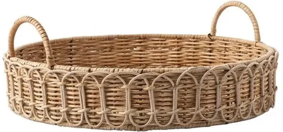 Provence Rattan Round Tray - White - Juliska