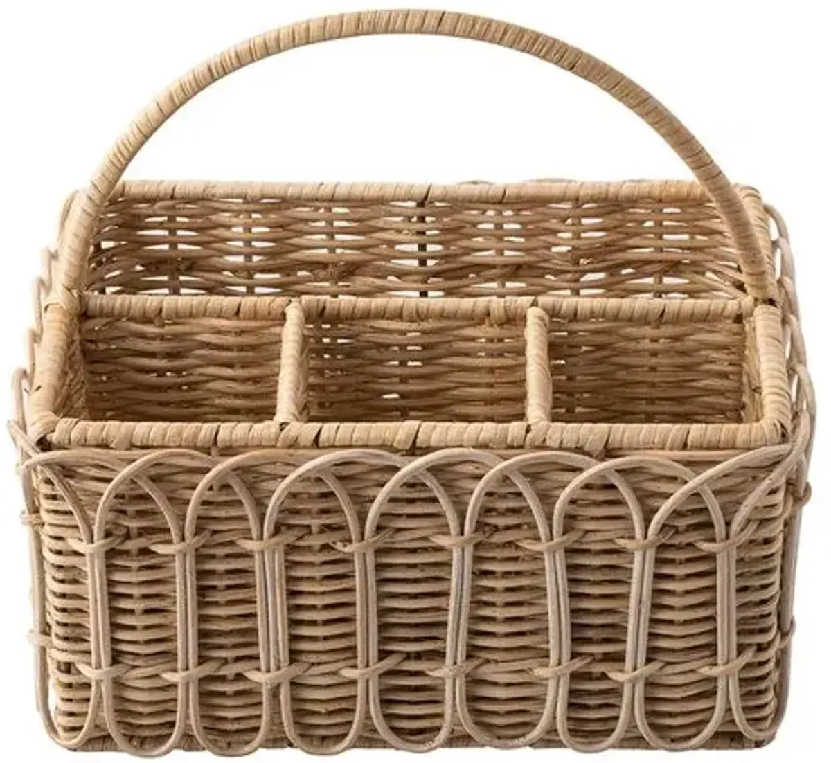 Provence Rattan Silverware Caddy, White - Juliska