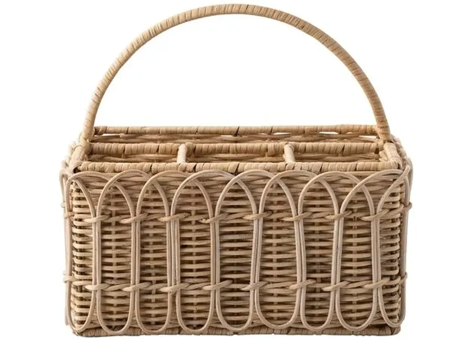 Provence Rattan Silverware Caddy, White - Juliska