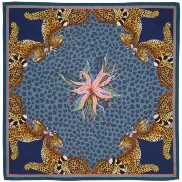 Set of 2 Ardmore Leopard Lily Napkins - Frost - Ngala Trading Co. - Blue