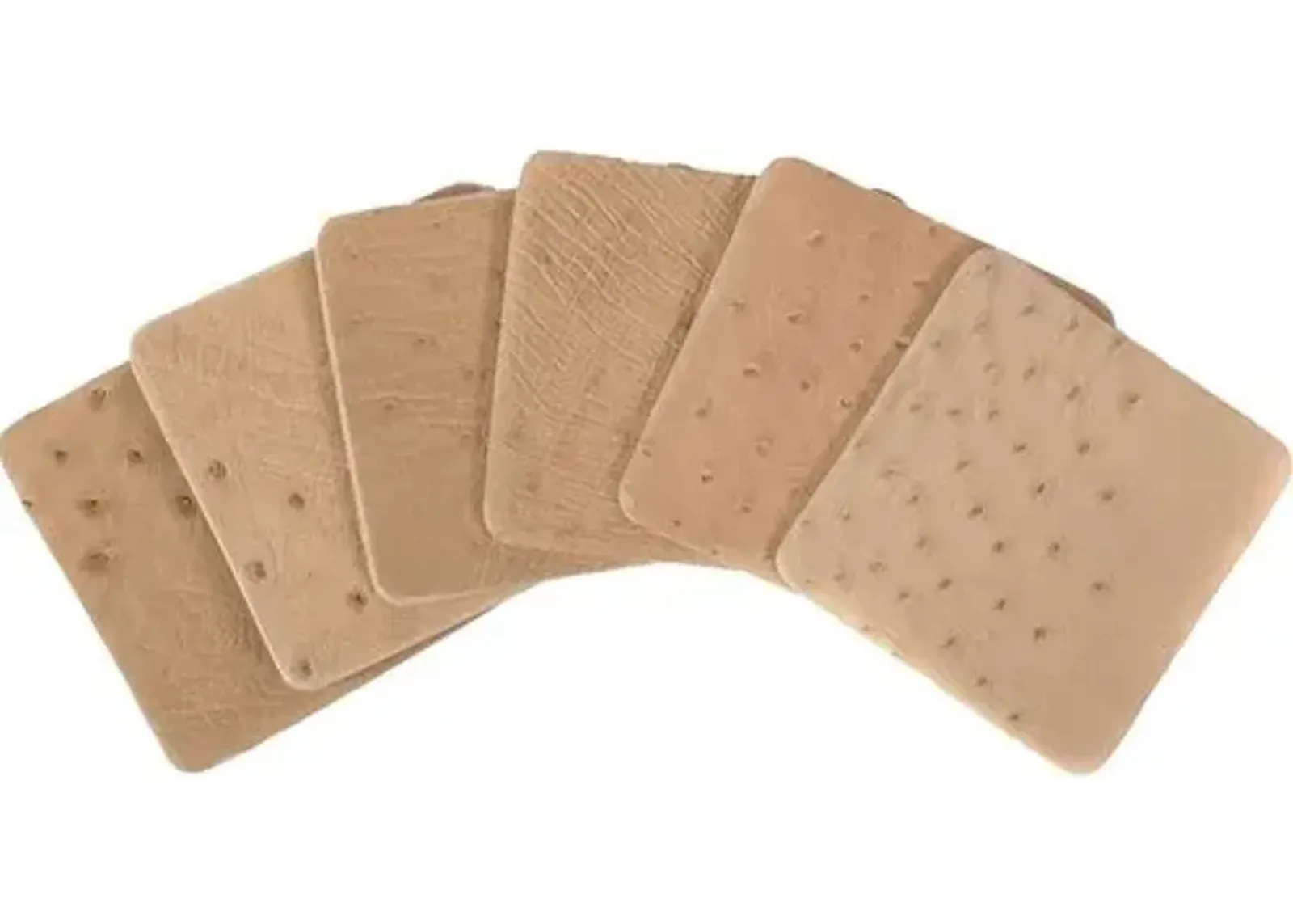 Set of 6 Ostrich Leather Cream Coasters - Cream - Ngala Trading Co.