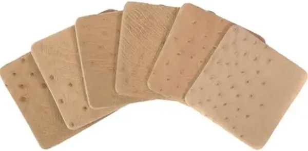 Set of 6 Ostrich Leather Coasters - Cream - Ngala Trading Co.