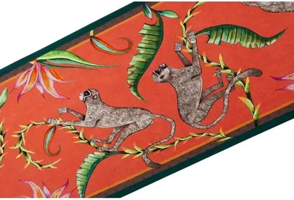 Monkey Paradise Coral Table Runner - Coral - Ngala Trading Co. - Red