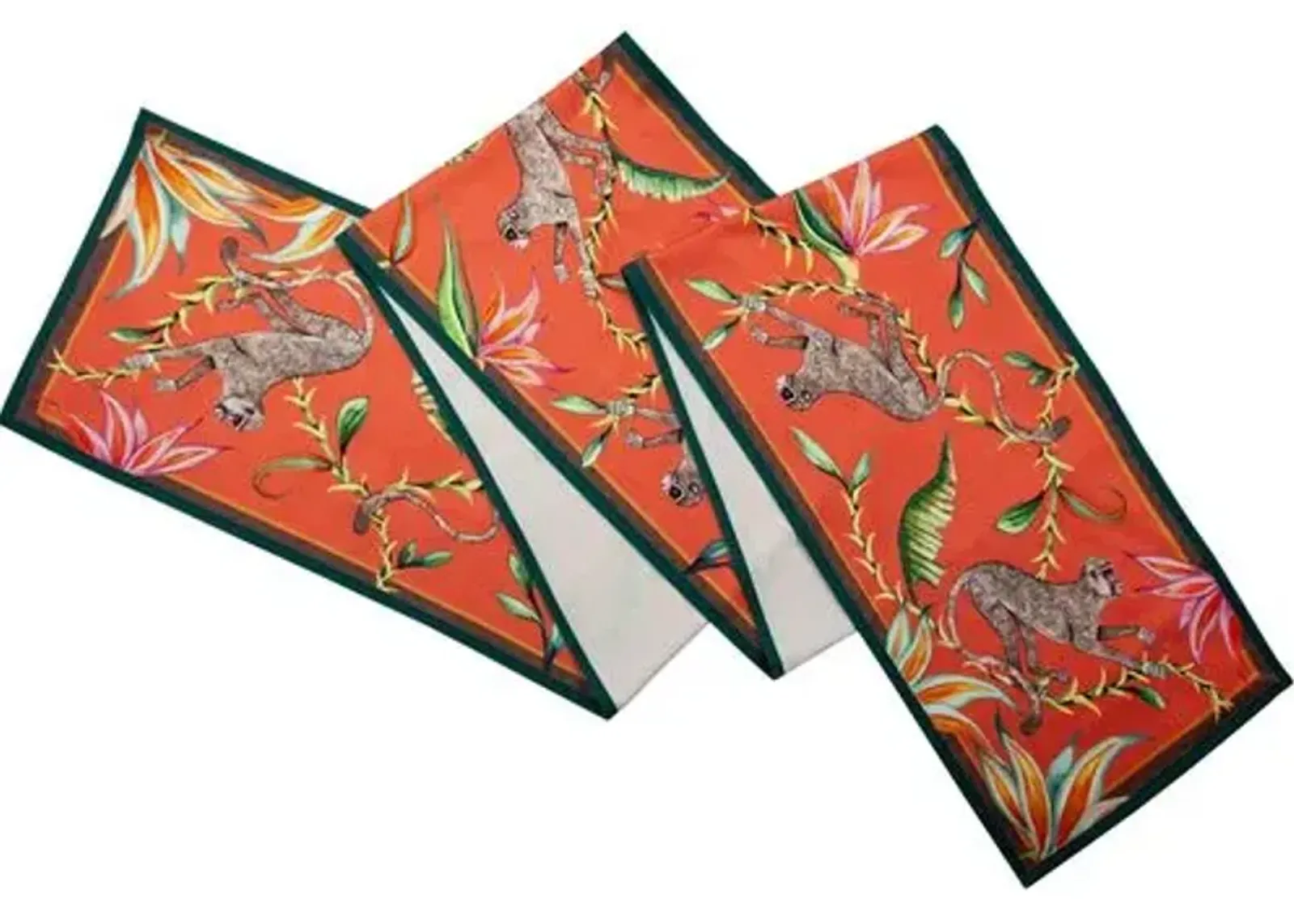 Monkey Paradise Coral Table Runner - Coral - Ngala Trading Co. - Red