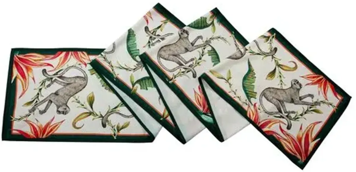 Monkey Paradise Chalk Table Runner - White - Ngala Trading Co.