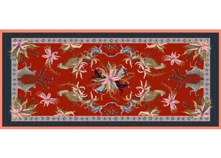 Leopard Lily Royal Red Tablecloth - Red - Ngala Trading Co. - Handcrafted