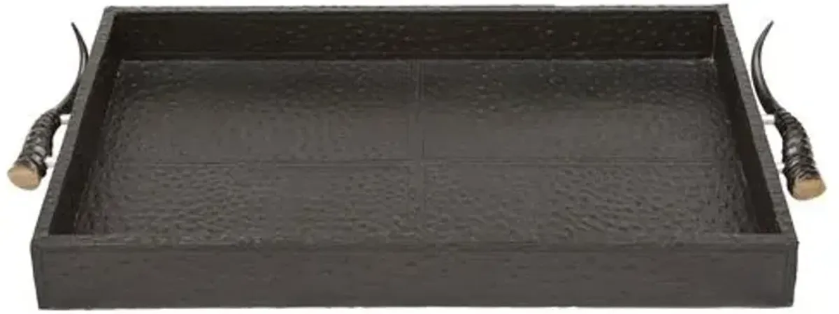 23.5 x 15.75 x 2.5 Leather Tray - Black - Ngala Trading Co.