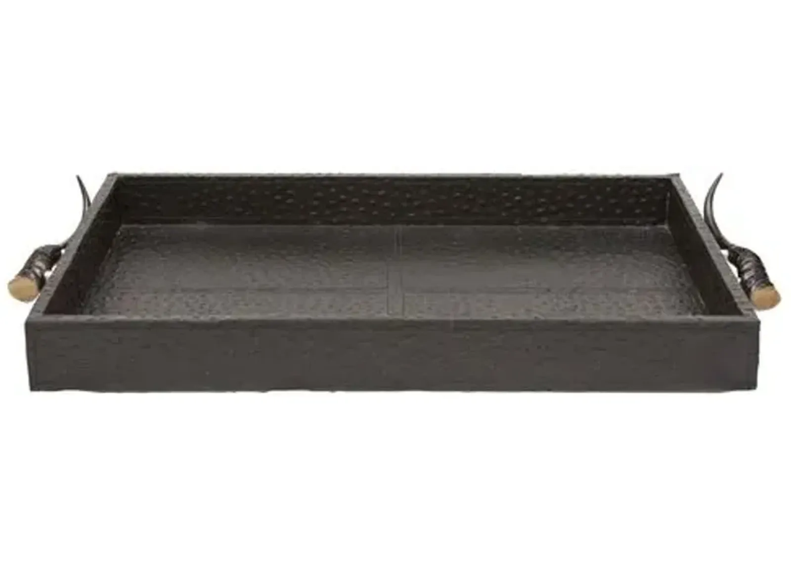 23.5 x 15.75 x 2.5 Leather Tray - Black - Ngala Trading Co.