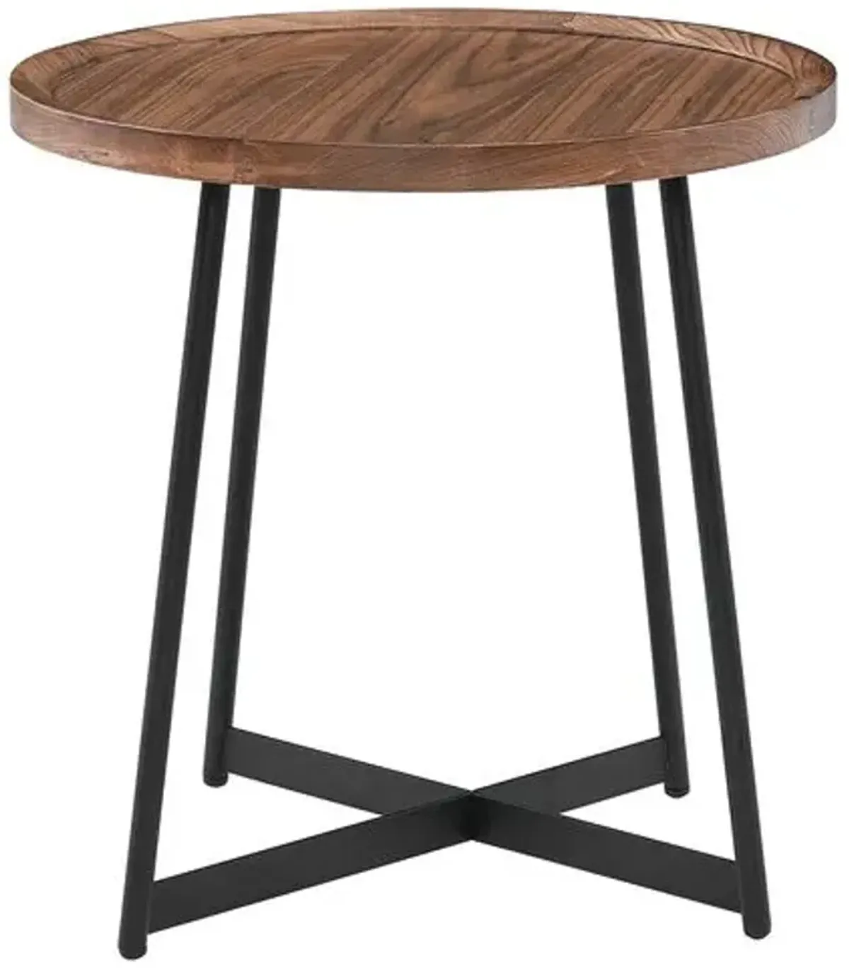 Rey 22" Round Side Table - Walnut - Brown