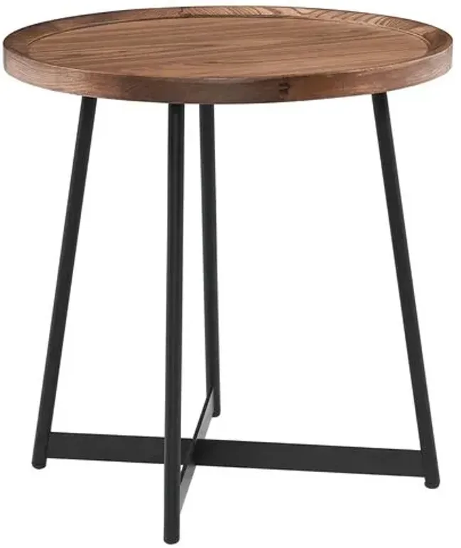 Rey 22" Round Side Table - Walnut - Brown