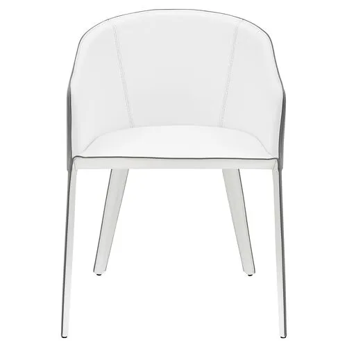 Casey Leatherette Armchair - Grey/White