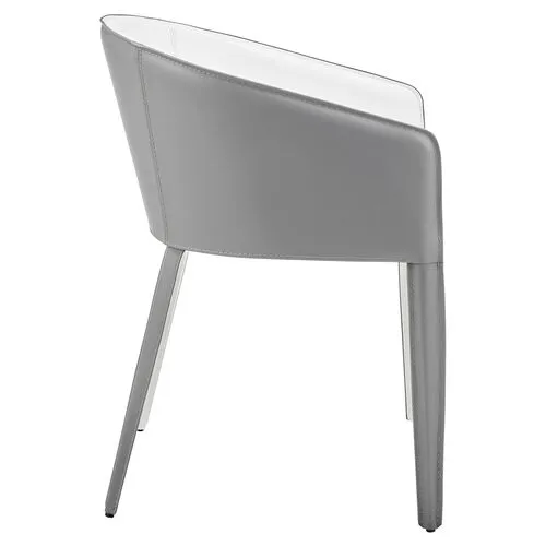 Casey Leatherette Armchair - Grey/White