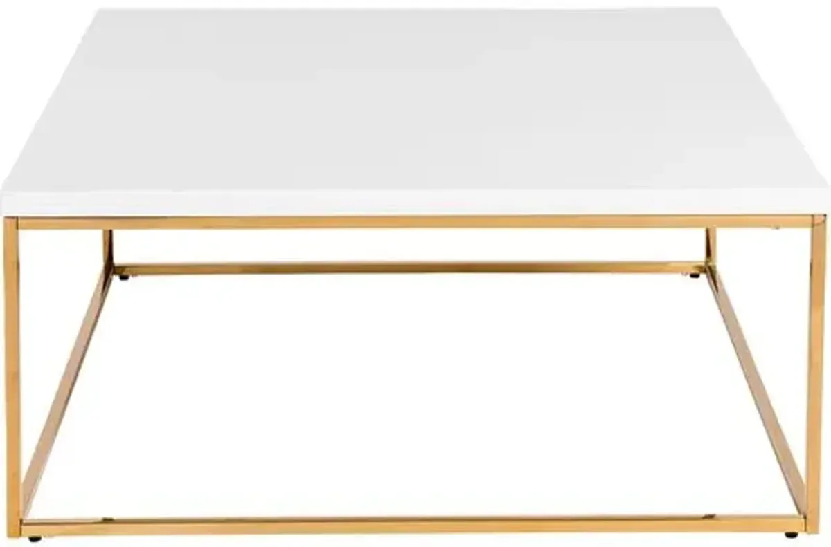 Terri Square Coffee Table - White/Gold