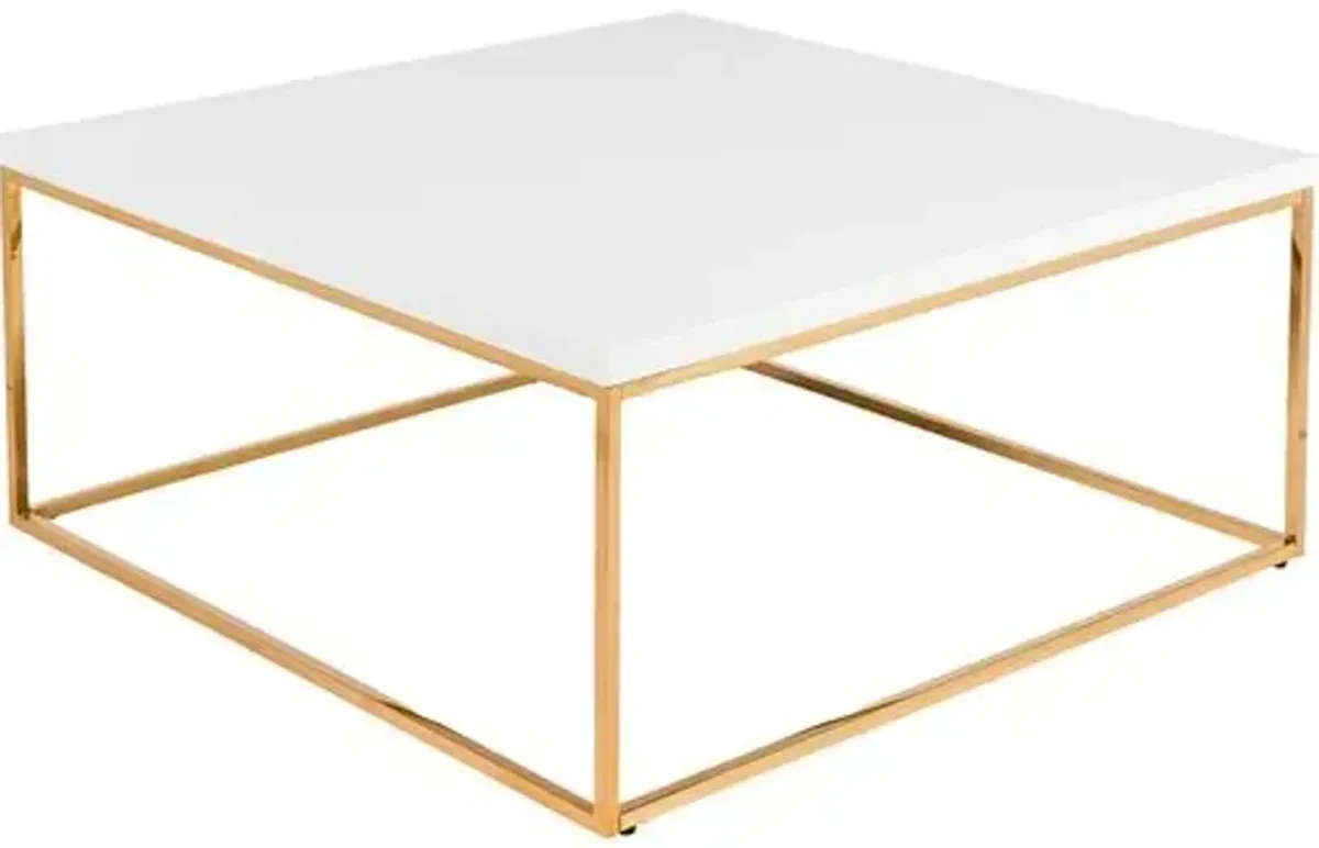 Terri Square Coffee Table - White/Gold