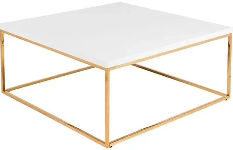 Terri Square Coffee Table - White/Gold