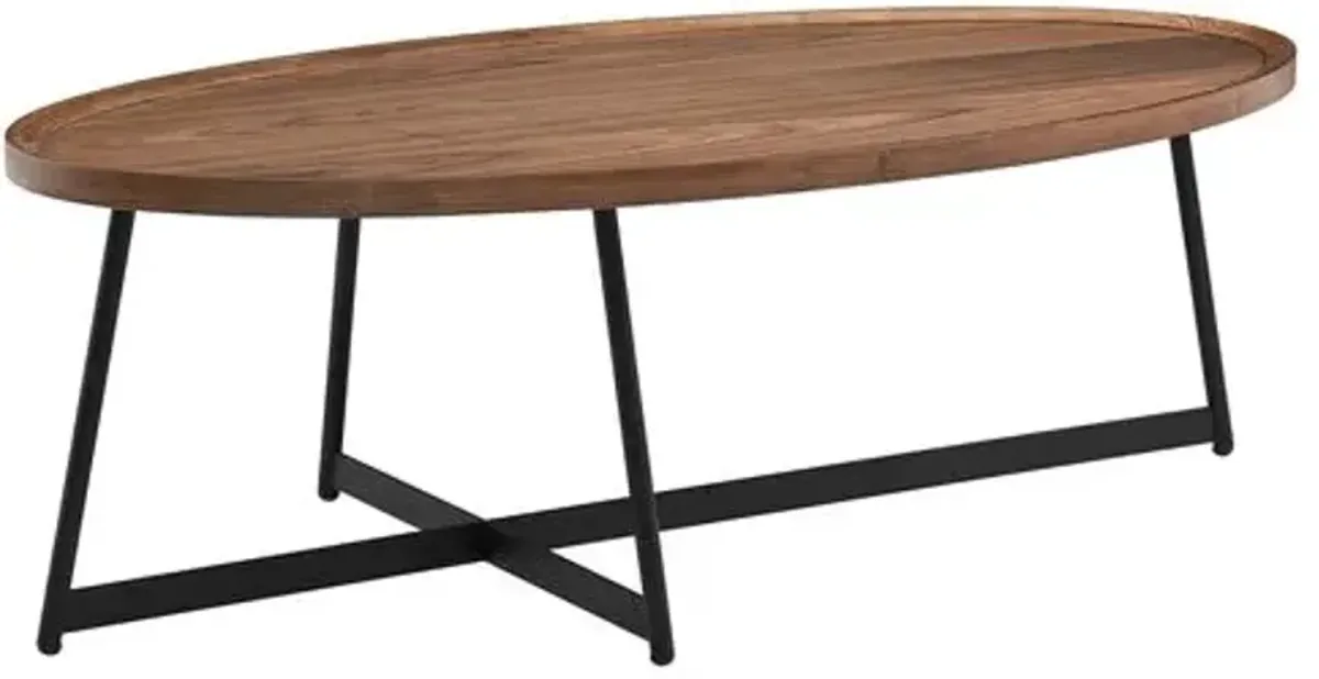 Rey 47" Oval Coffee Table - Walnut - Brown