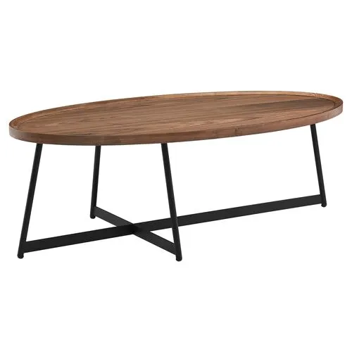 Rey 47" Oval Coffee Table - Walnut - Brown