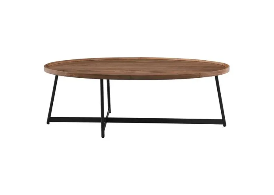 Rey 47" Oval Coffee Table - Walnut - Brown