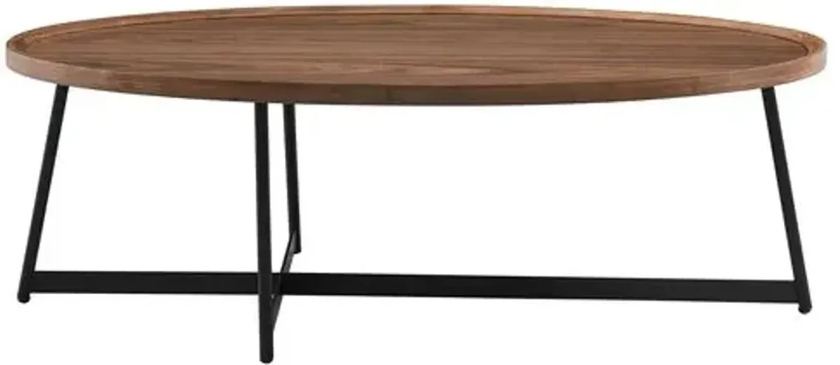 Rey 47" Oval Coffee Table - Walnut - Brown