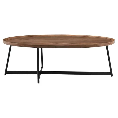 Rey 47" Oval Coffee Table - Walnut - Brown