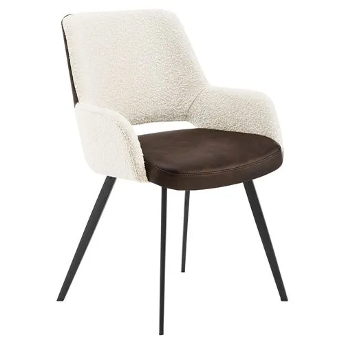 Ava Armchair - Ivory Boucle/Brown