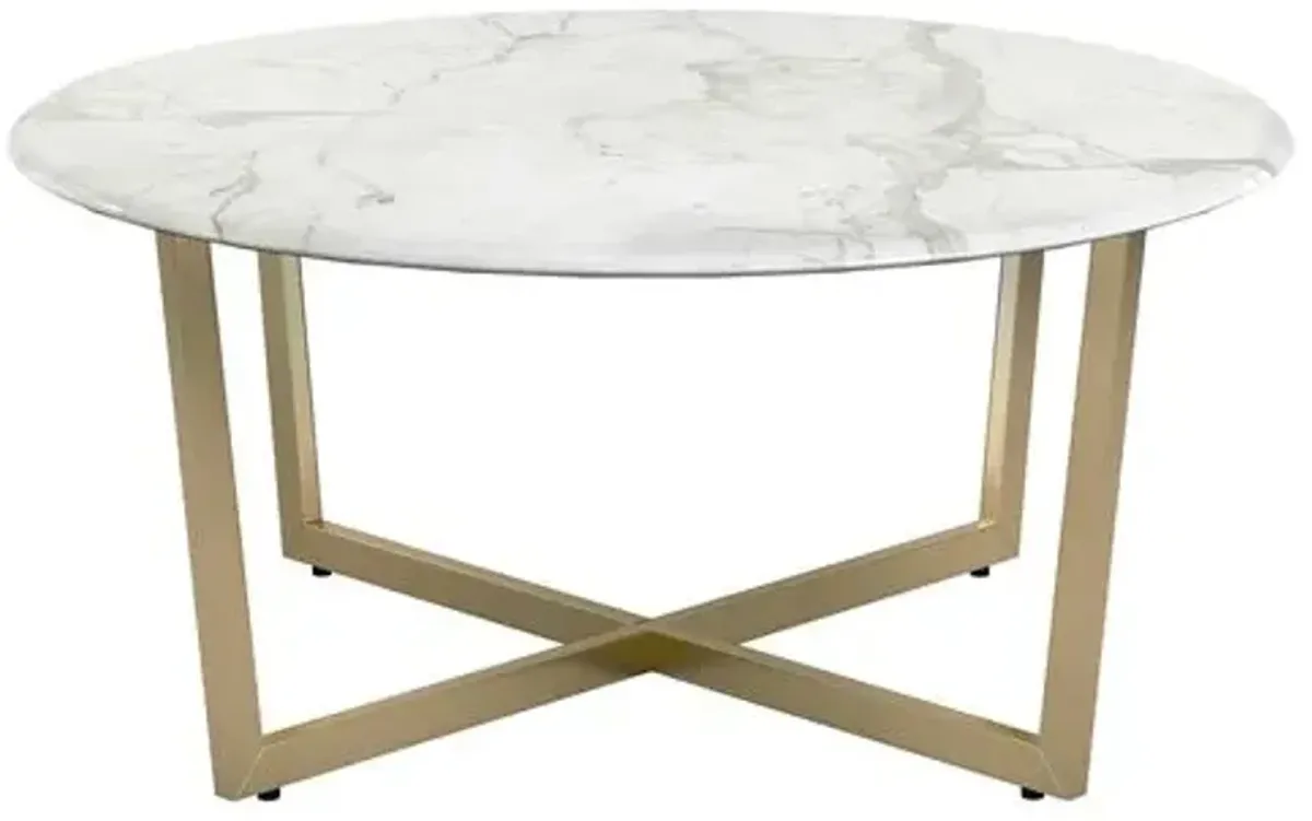 Tiffiani 36" Round Coffee Table - White/Gold