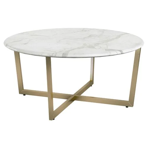 Tiffiani 36" Round Coffee Table - White/Gold