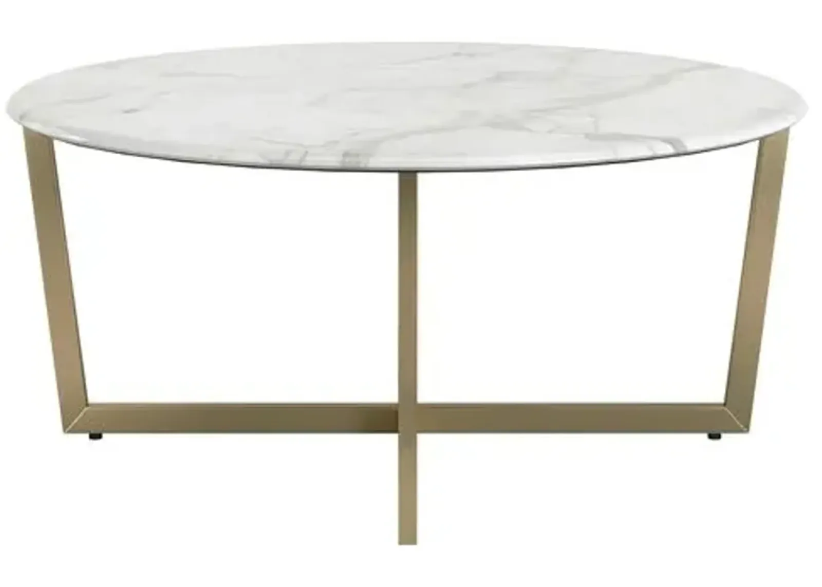 Tiffiani 36" Round Coffee Table - White/Gold