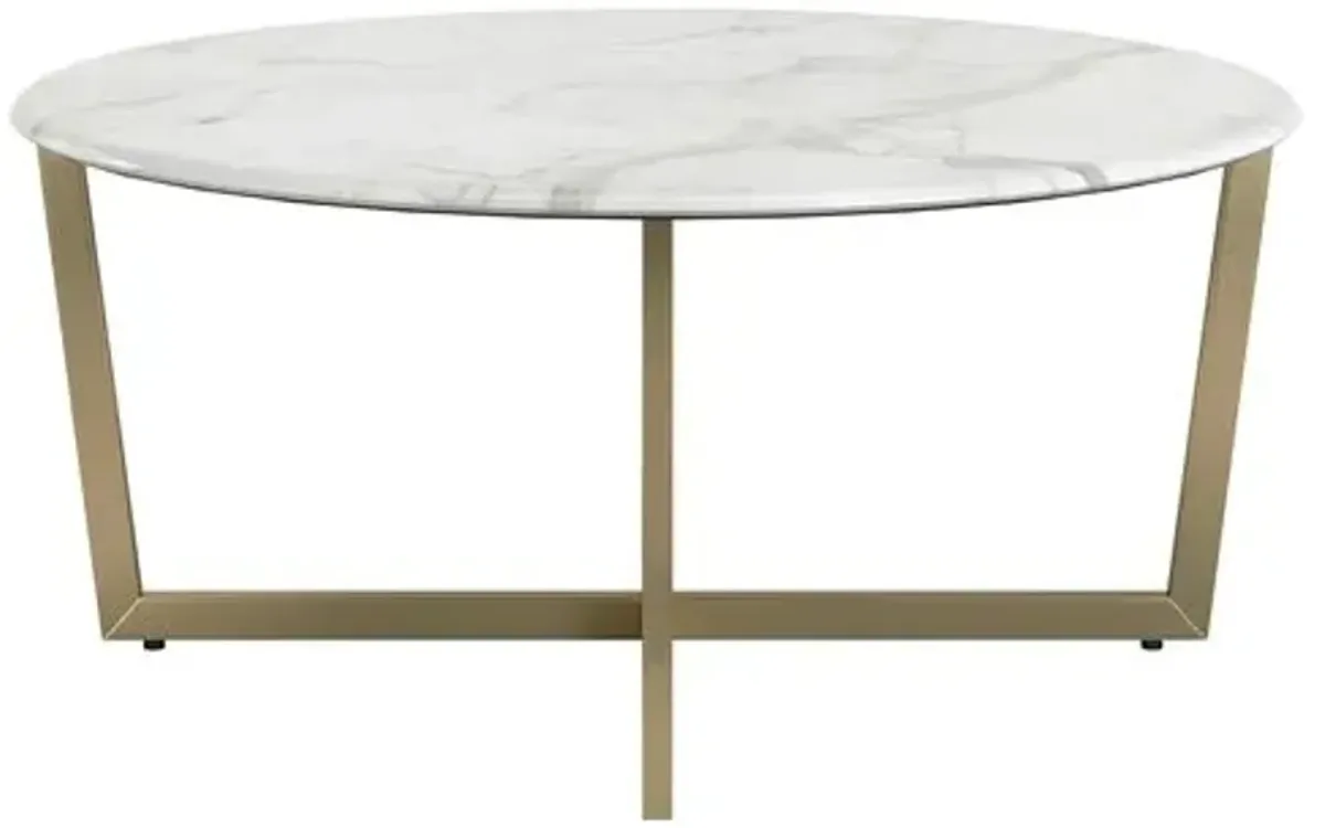 Tiffiani 36" Round Coffee Table - White/Gold