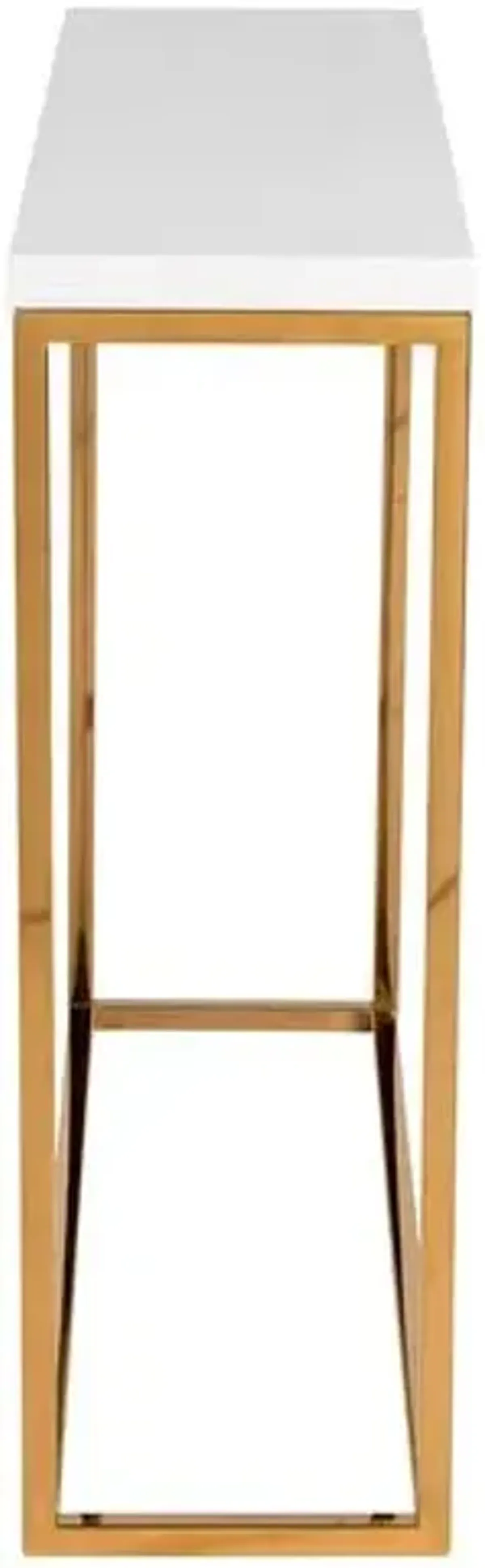 Terri Thin Console Table - White/Gold - Yellow