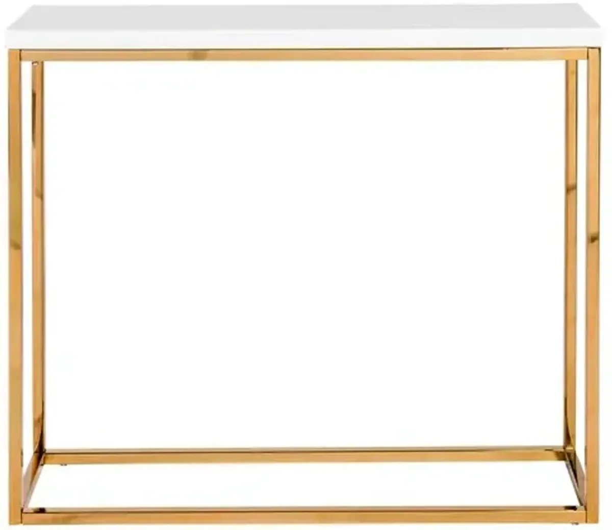 Terri Thin Console Table - White/Gold - Yellow