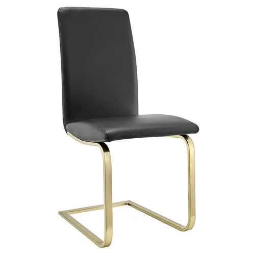 Set of 2 Mia Leatherette Side Chairs - Black/Gold