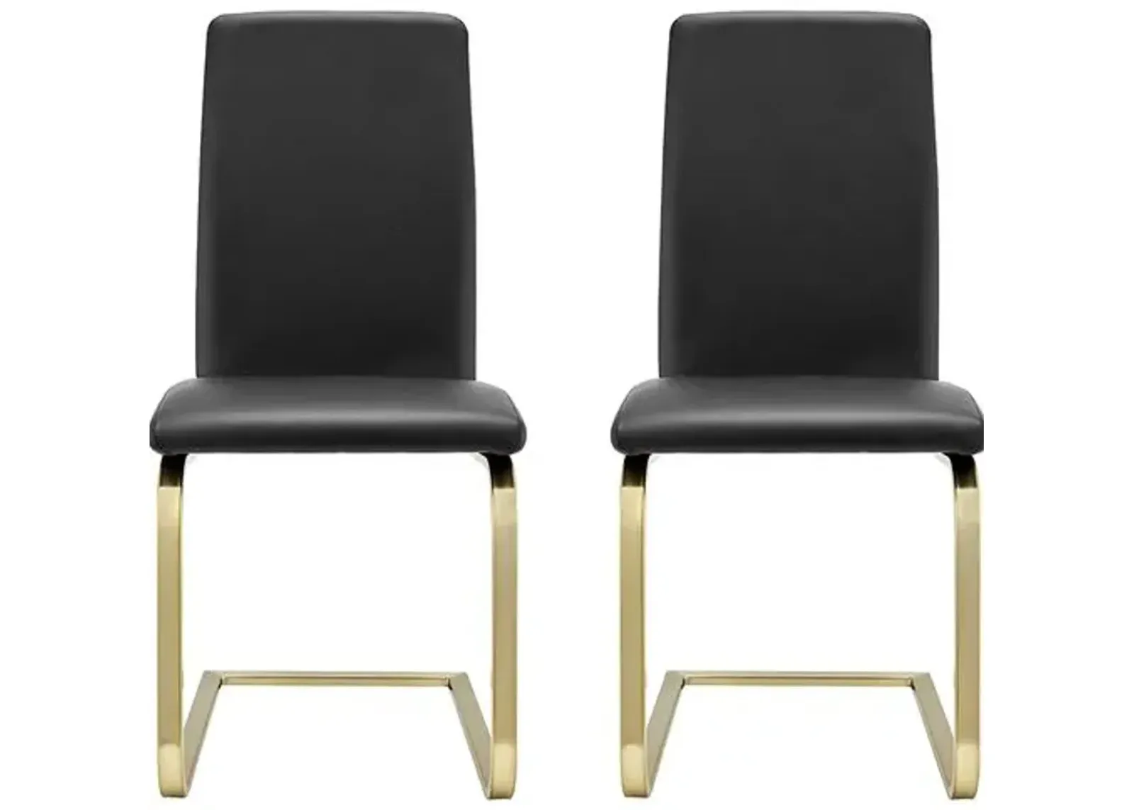 Set of 2 Mia Leatherette Side Chairs - Black/Gold