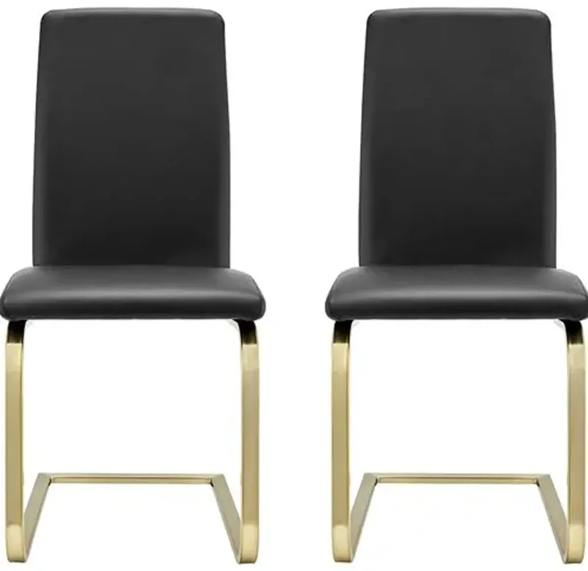 Set of 2 Mia Leatherette Side Chairs - Black/Gold