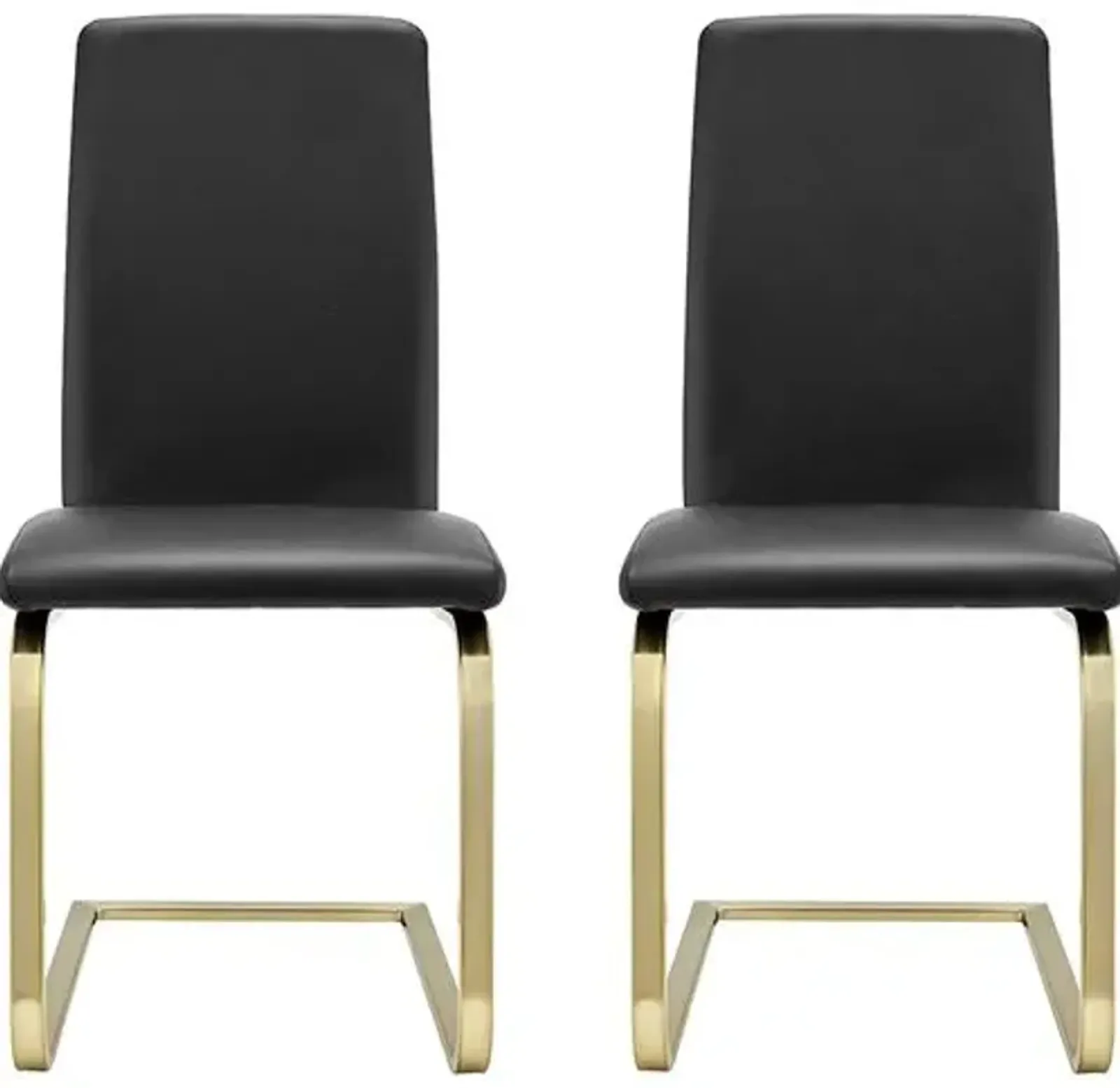 Set of 2 Mia Leatherette Side Chairs - Black/Gold