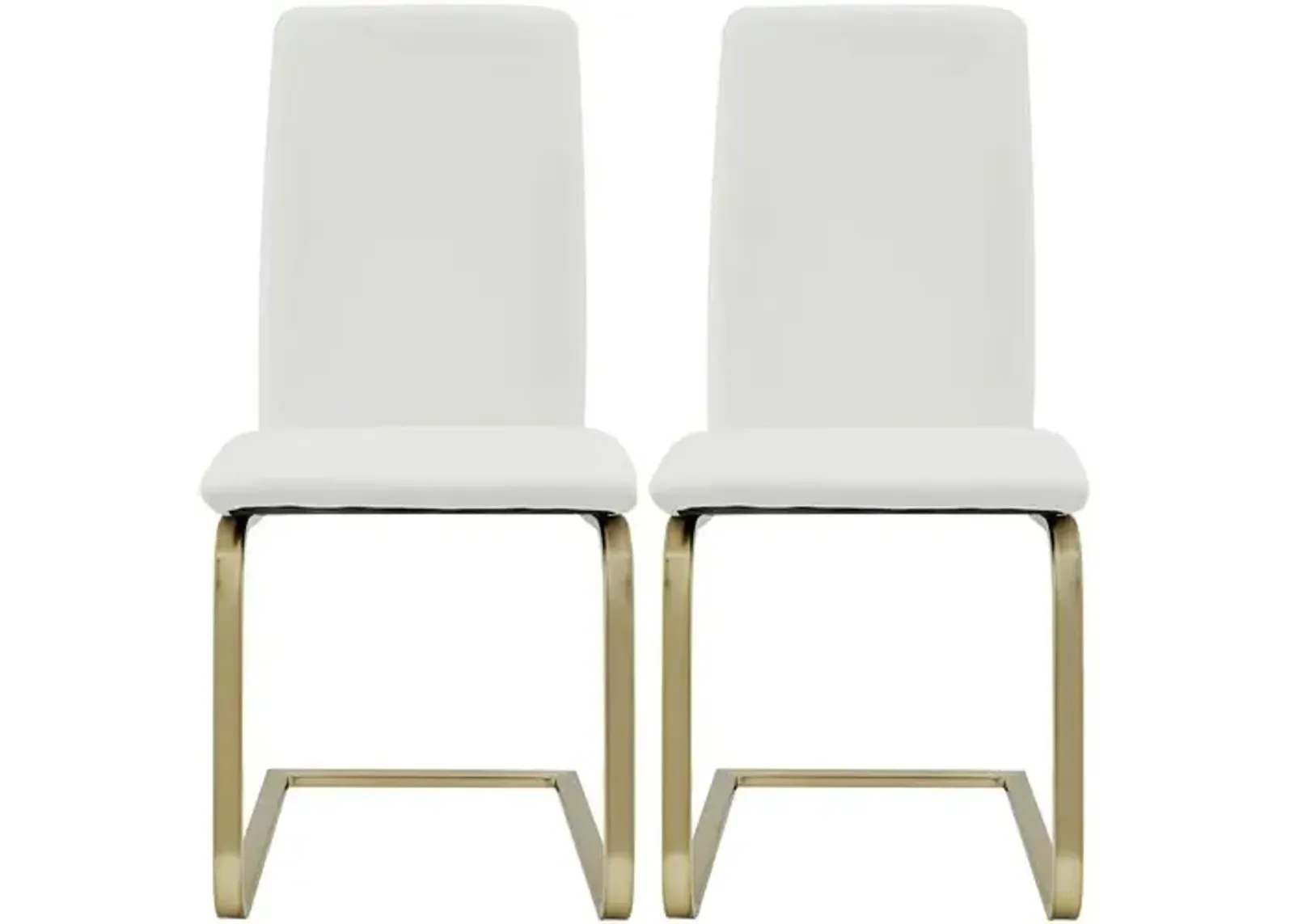 Set of 2 Mia Leatherette Side Chairs - White/Gold