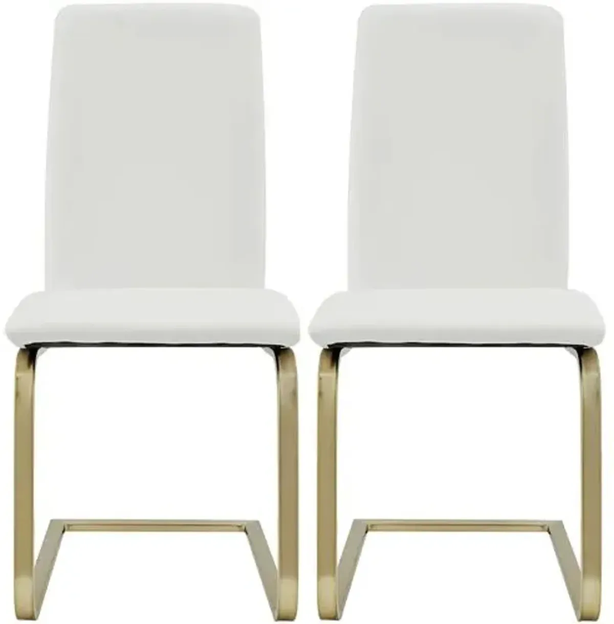 Set of 2 Mia Leatherette Side Chairs - White/Gold